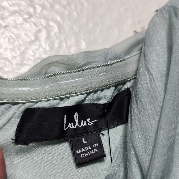 Lulus Fairytale Design Sage Green Organza Strapless A-Line Midi Dress L Wedding - Picture 9 of 9